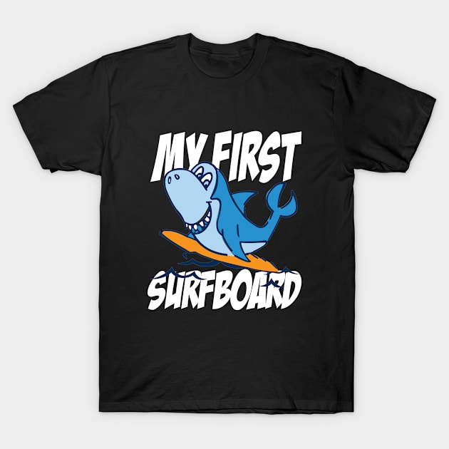 My First Surfboard - Waves - Shark T-Shirt by SILVER01